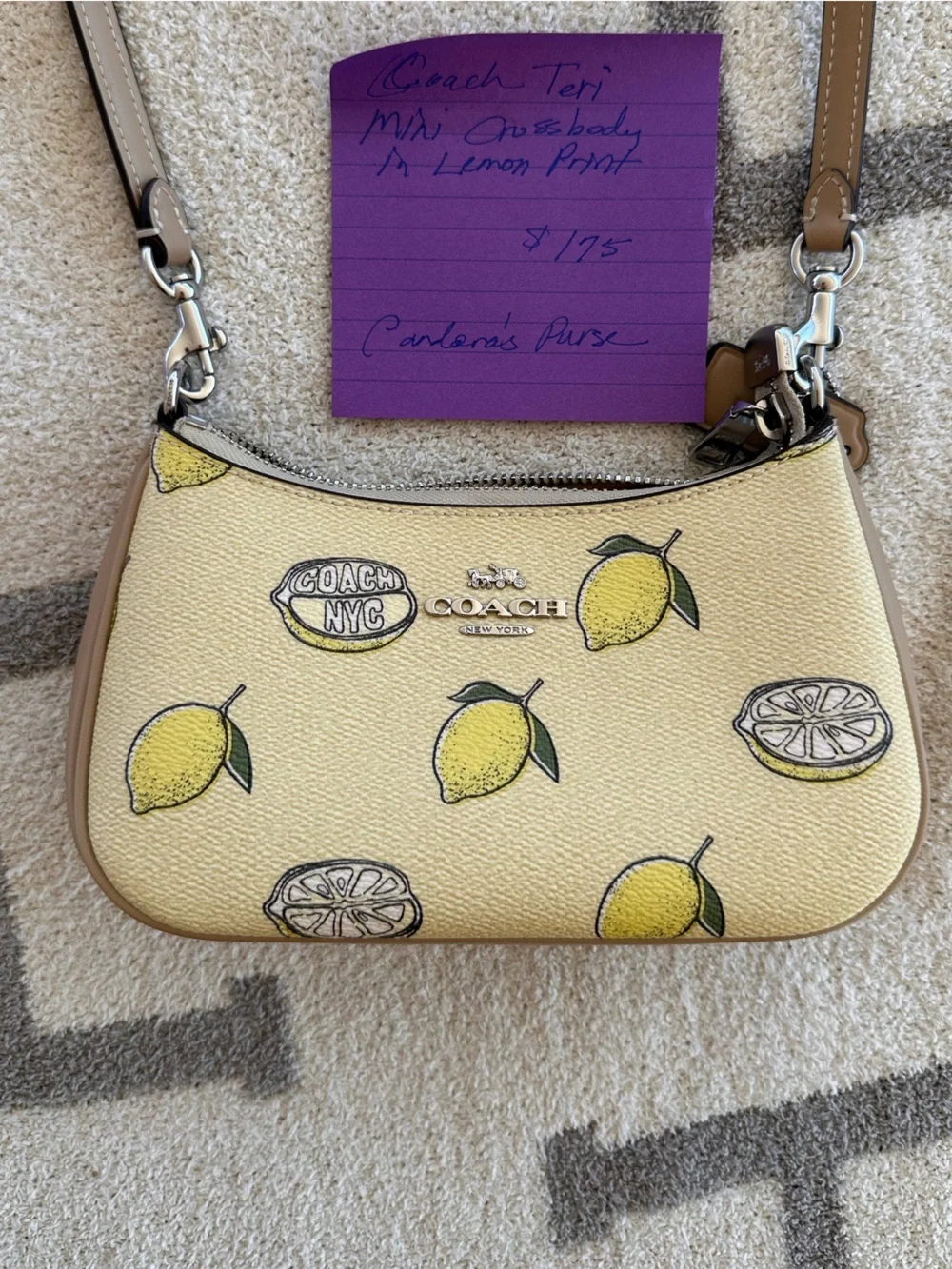 Coach Yellow Lemon Print Crossbody Bag